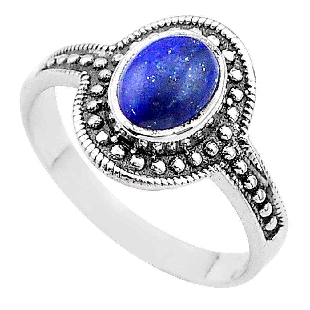 2.33cts solitaire natural blue lapis lazuli 925 silver ring size 8.5 t69371