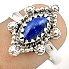 2.55cts solitaire natural blue lapis lazuli 925 silver ring size 8.5 u16336