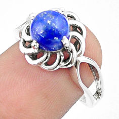 2.42cts solitaire natural blue lapis lazuli 925 silver ring size 6.5 u33728
