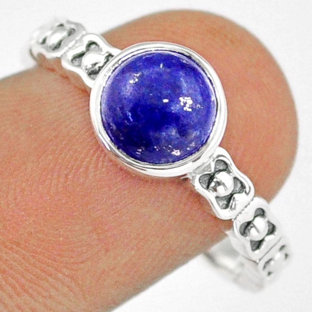 2.53cts solitaire natural blue lapis lazuli 925 silver ring size 8.5 u6341