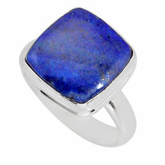 6.36cts solitaire natural blue lapis lazuli cushion silver ring size 8 y78257