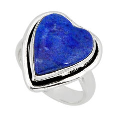 6.60cts solitaire natural blue lapis lazuli heart 925 silver ring size 5 y75480