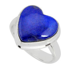7.29cts solitaire natural blue lapis lazuli heart 925 silver ring size 6 y78256