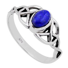 1.40cts solitaire natural blue lapis lazuli oval 925 silver ring size 6 n54750