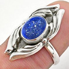 3.13cts solitaire natural blue lapis lazuli oval 925 silver ring size 6 t40673