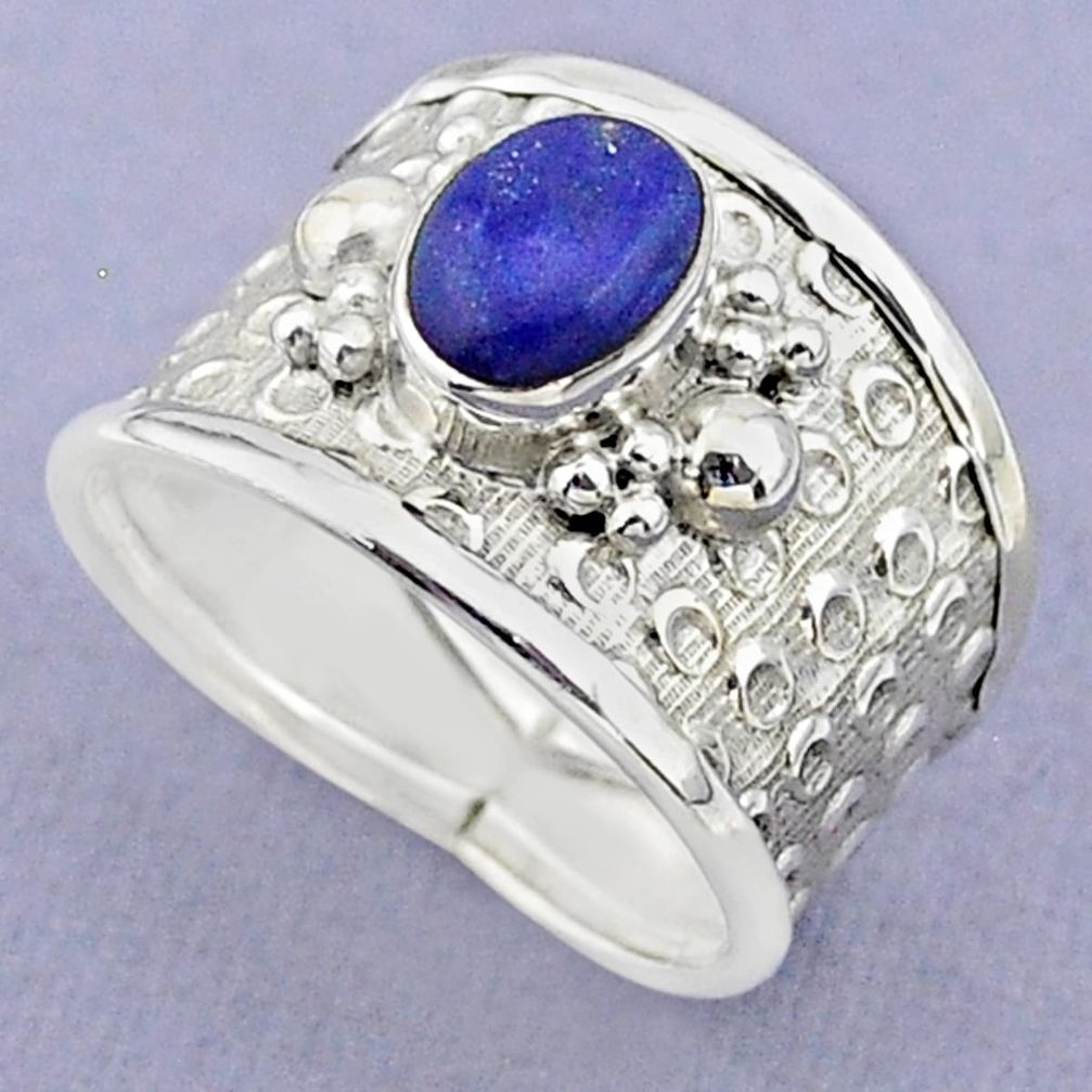 2.02cts solitaire natural blue lapis lazuli oval 925 silver ring size 8 t37164
