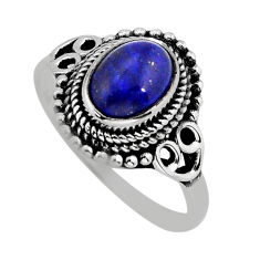 2.17cts solitaire natural blue lapis lazuli oval 925 silver ring size 8 y75921