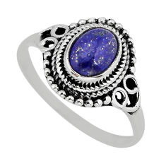 2.19cts solitaire natural blue lapis lazuli oval 925 silver ring size 9.5 y75922