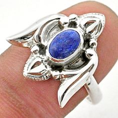 1.57cts solitaire natural blue lapis lazuli oval silver heart ring size 8 t40739
