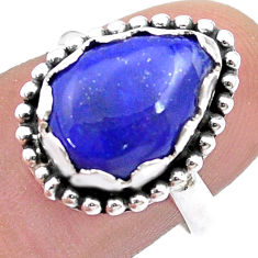 5.94cts solitaire natural blue lapis lazuli pear 925 silver ring size 8 u51460