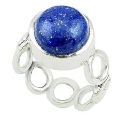 5.16cts solitaire natural blue lapis lazuli round 925 silver ring size 5 t78025