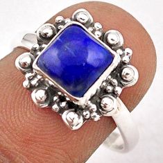 2.93cts solitaire natural blue lapis lazuli square 925 silver ring size 8 t87851