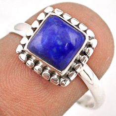 2.46cts solitaire natural blue lapis lazuli square 925 silver ring size 8 t87885