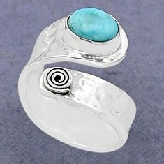 2.02cts solitaire natural blue larimar 925 silver adjustable ring size 6 u89433