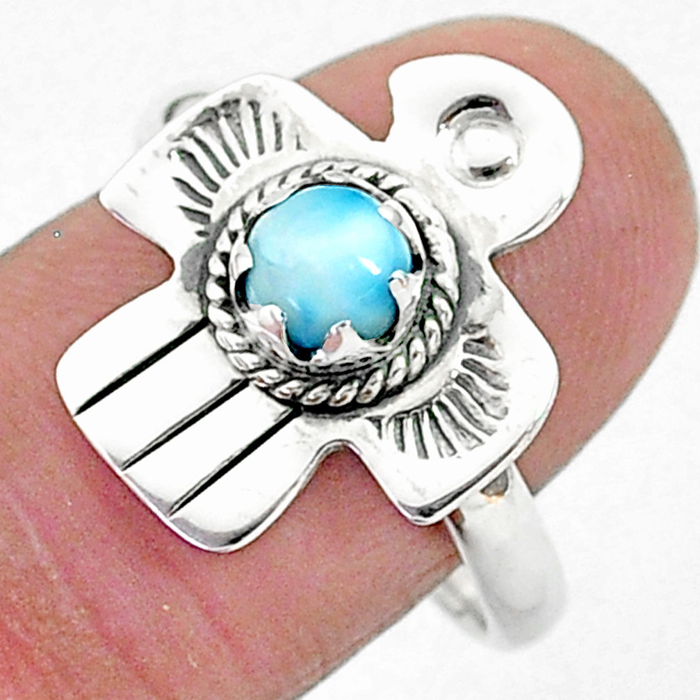 0.80cts solitaire natural blue larimar 925 silver bird ring size 9 t6373