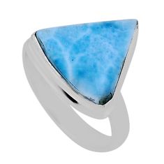 8.60cts solitaire natural blue larimar 925 sterling silver ring size 8.5 n34165