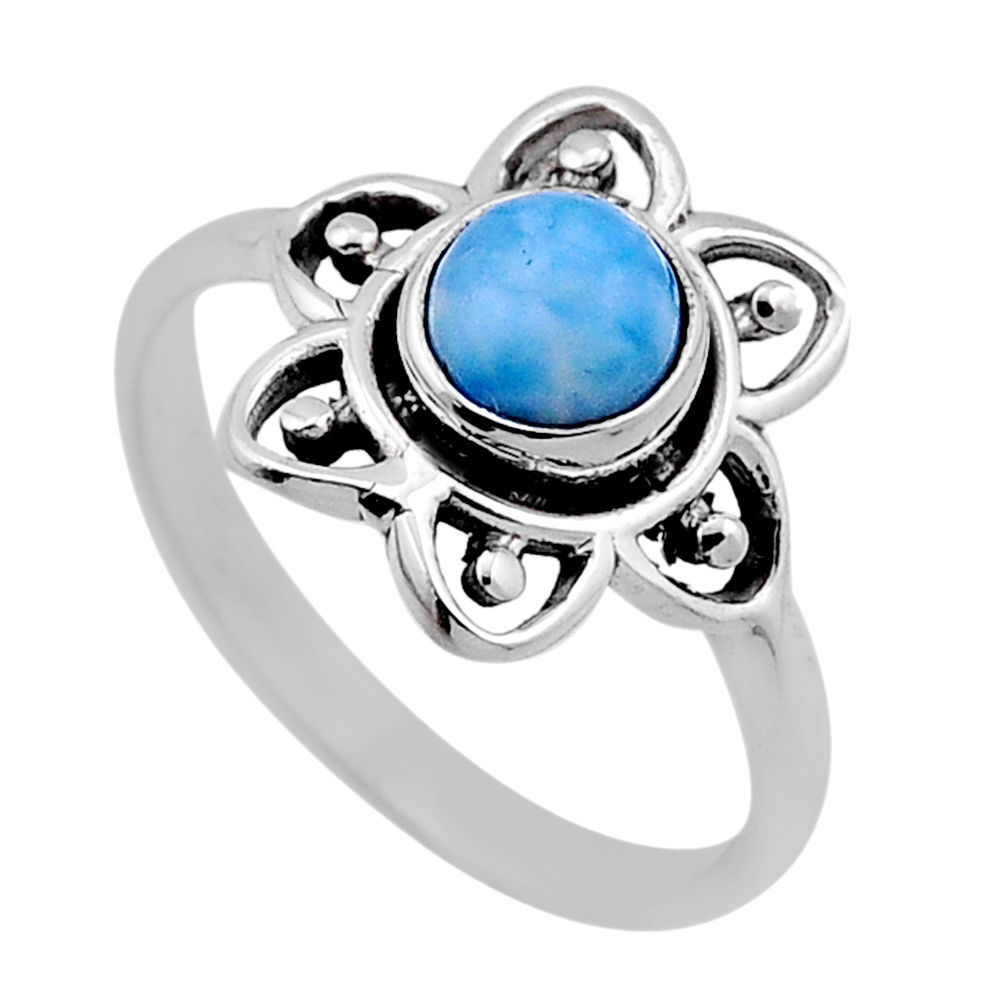 1.04cts solitaire natural blue larimar 925 sterling silver ring size 9.5 n46902