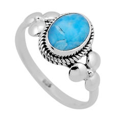 1.97cts solitaire natural blue larimar 925 sterling silver ring size 7.5 n47489