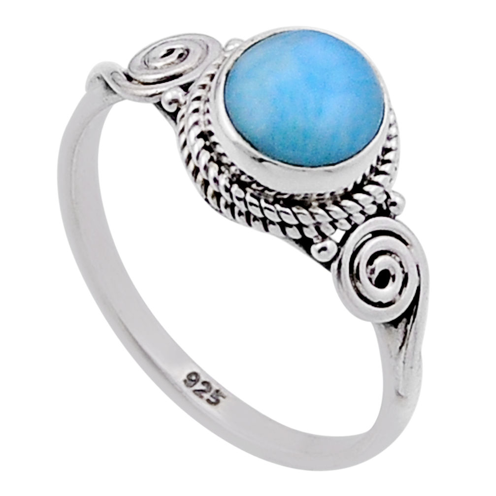 2.41cts solitaire natural blue larimar 925 sterling silver ring size 7.5 n47735