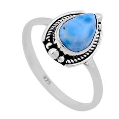 2.10cts solitaire natural blue larimar 925 sterling silver ring size 7.5 n47798