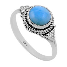 2.22cts solitaire natural blue larimar 925 sterling silver ring size 6.5 n47834