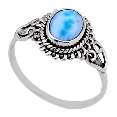 2.16cts solitaire natural blue larimar 925 sterling silver ring size 8.5 n49685