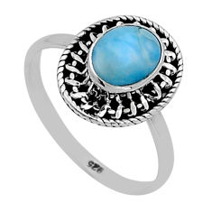 2.06cts solitaire natural blue larimar 925 sterling silver ring size 7.5 n52895