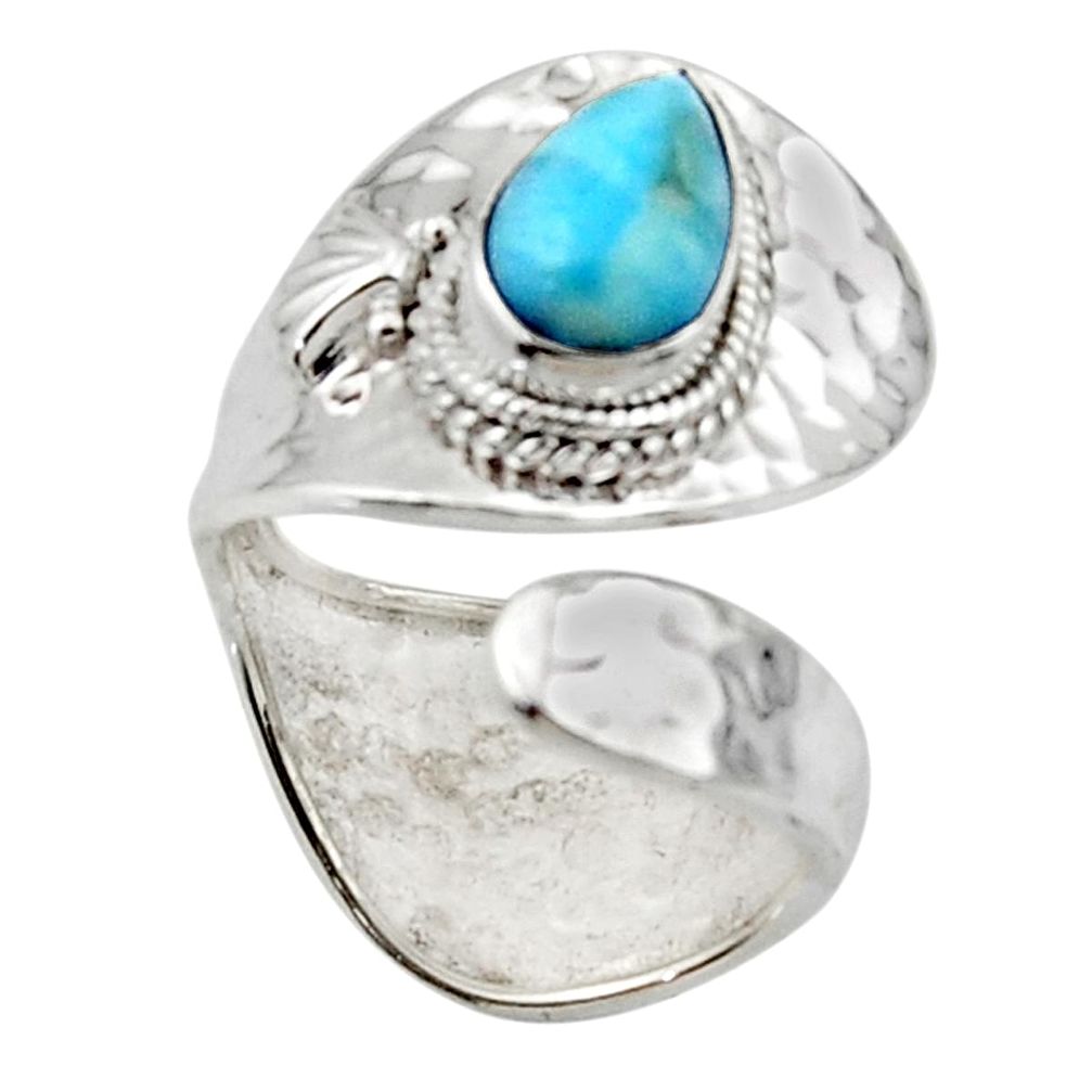 2.44cts solitaire natural blue larimar 925 sterling silver ring size 8.5 r50123