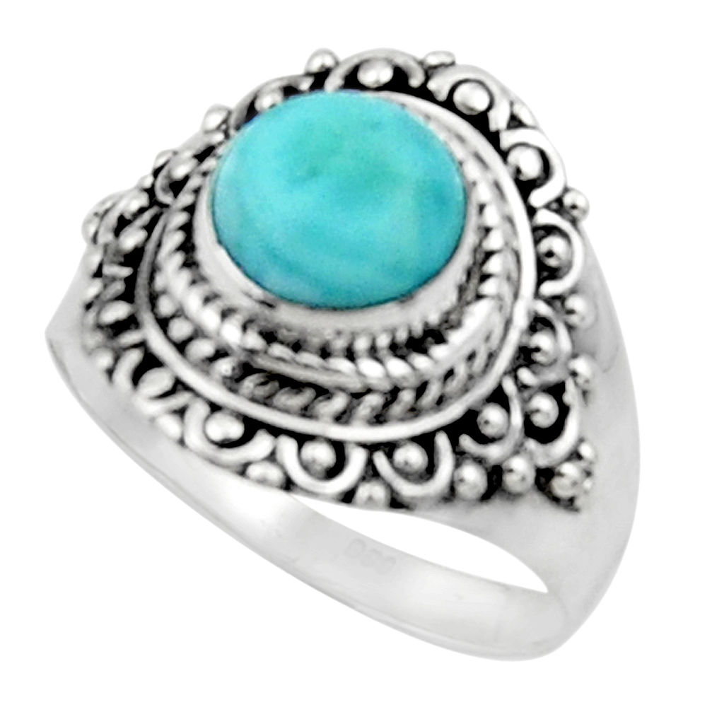 3.13cts solitaire natural blue larimar 925 sterling silver ring size 8.5 r50142