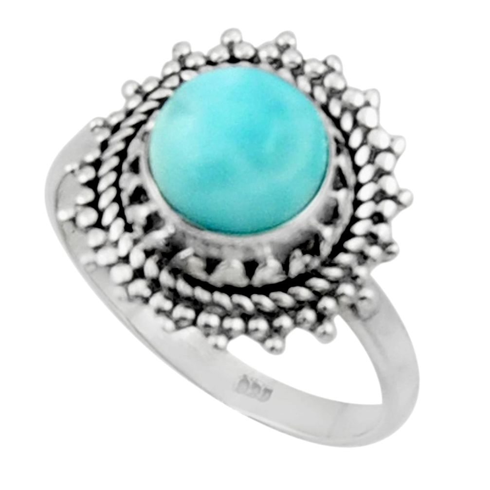 3.48cts solitaire natural blue larimar 925 sterling silver ring size 8.5 r50149