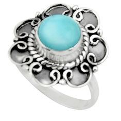 3.32cts solitaire natural blue larimar 925 sterling silver ring size 7.5 r50166