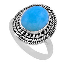 4.82cts solitaire natural blue larimar 925 sterling silver ring size 10 n54901