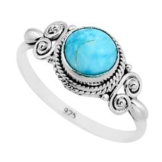 2.50cts solitaire natural blue larimar 925 sterling silver ring size 4 y64201