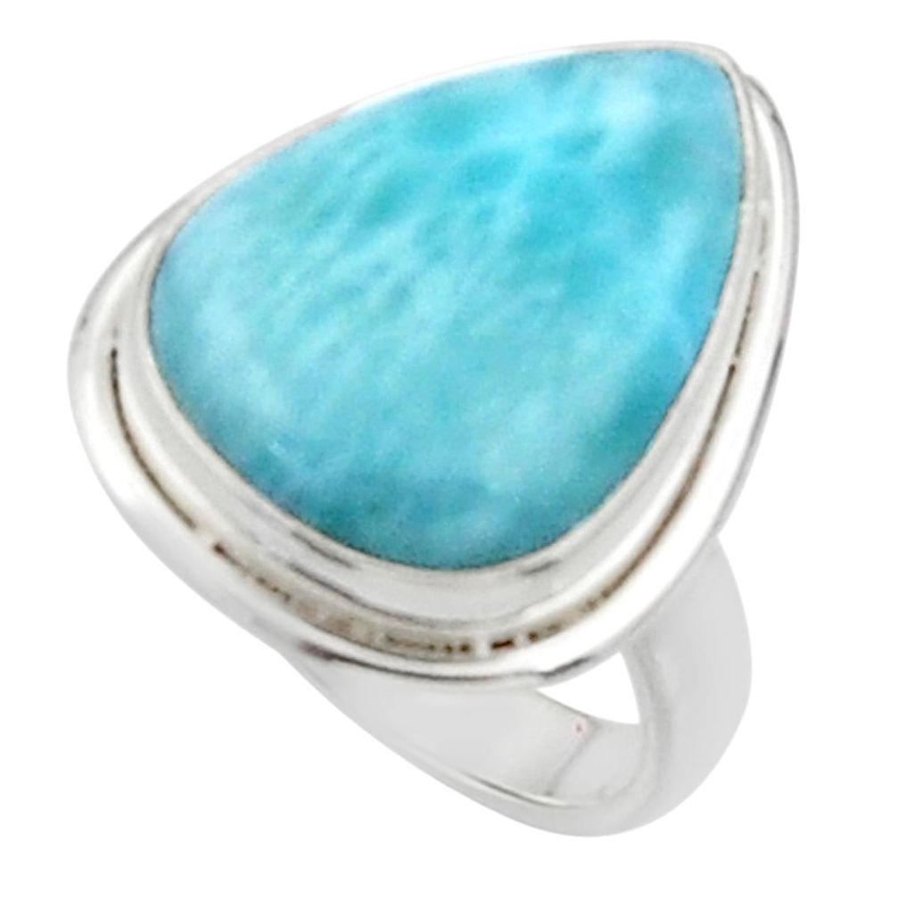 13.70cts solitaire natural blue larimar 925 sterling silver ring size 5 r50218