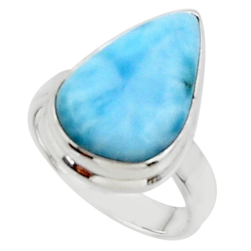 10.02cts solitaire natural blue larimar 925 sterling silver ring size 5 r50237