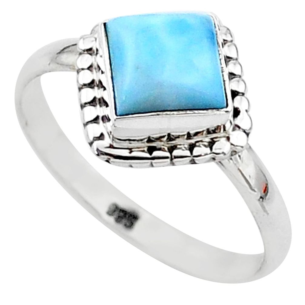 2.49cts solitaire natural blue larimar 925 sterling silver ring size 5 t11259