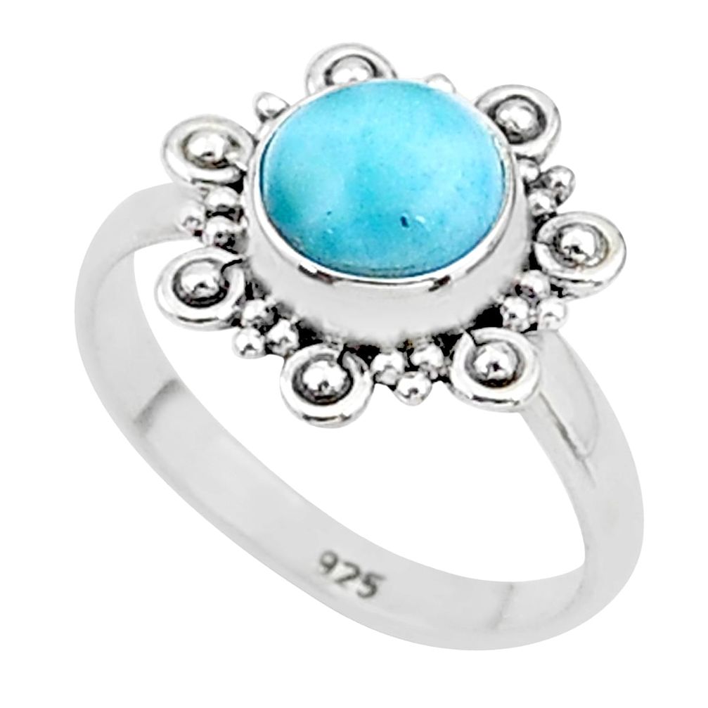 2.53cts solitaire natural blue larimar 925 sterling silver ring size 5 t4915