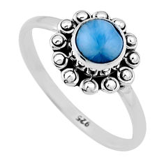 1.03cts solitaire natural blue larimar 925 sterling silver ring size 6 n47144