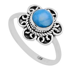 0.97cts solitaire natural blue larimar 925 sterling silver ring size 6 n47232