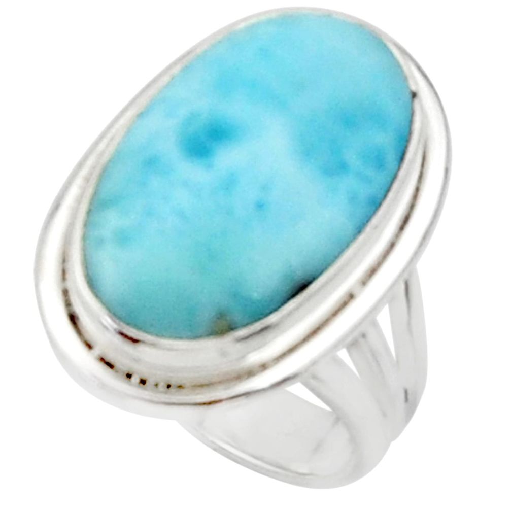 13.55cts solitaire natural blue larimar 925 sterling silver ring size 6 r50266