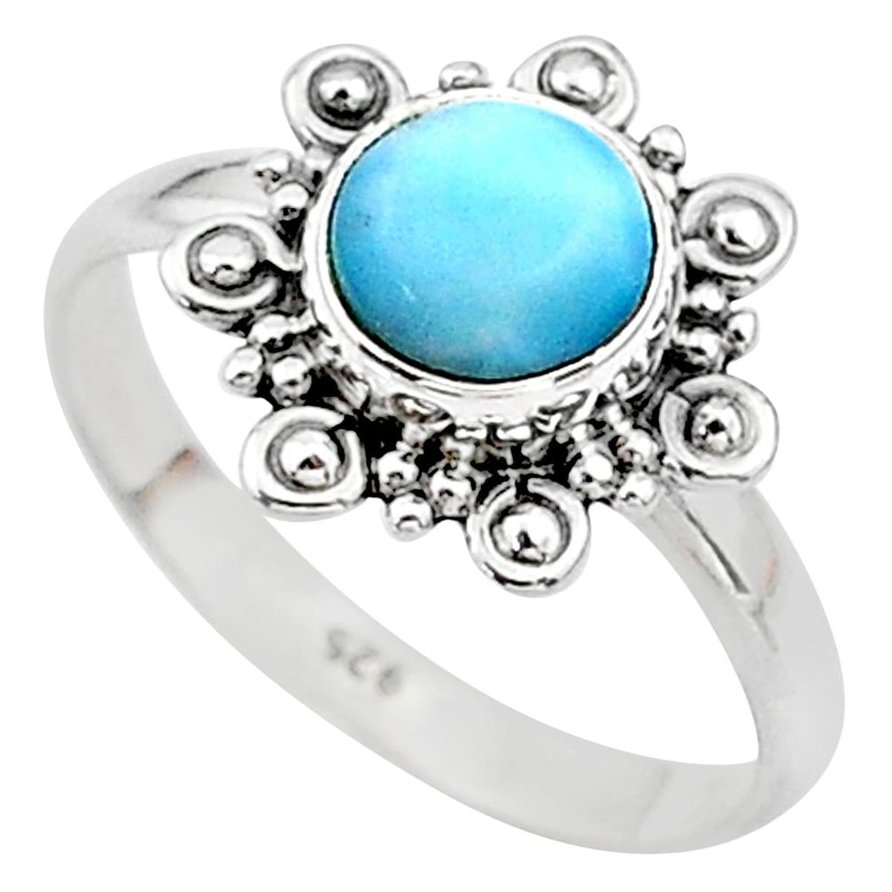 2.71cts solitaire natural blue larimar 925 sterling silver ring size 6 t11251
