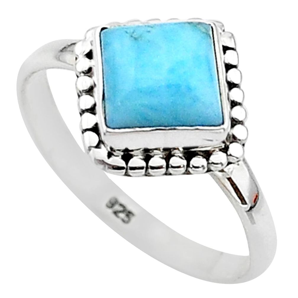 2.53cts solitaire natural blue larimar 925 sterling silver ring size 6 t11255