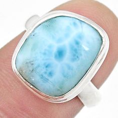5.48cts solitaire natural blue larimar 925 sterling silver ring size 6 u48014