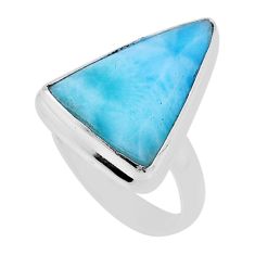 10.49cts solitaire natural blue larimar 925 sterling silver ring size 7 n34171
