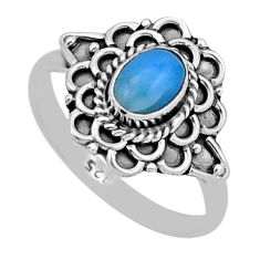1.54cts solitaire natural blue larimar 925 sterling silver ring size 7 n43044
