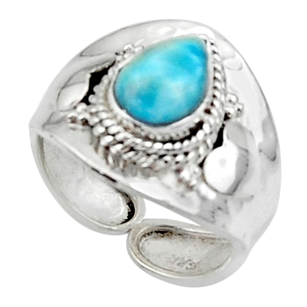 2.55cts solitaire natural blue larimar 925 sterling silver ring size 7 r50131