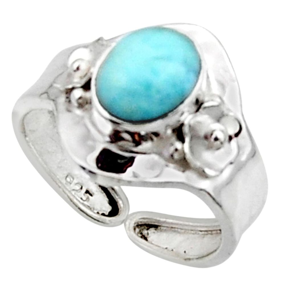 3.13cts solitaire natural blue larimar 925 sterling silver ring size 7 r50137
