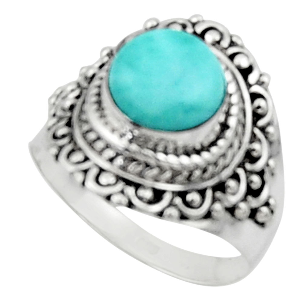 3.13cts solitaire natural blue larimar 925 sterling silver ring size 7 r50145