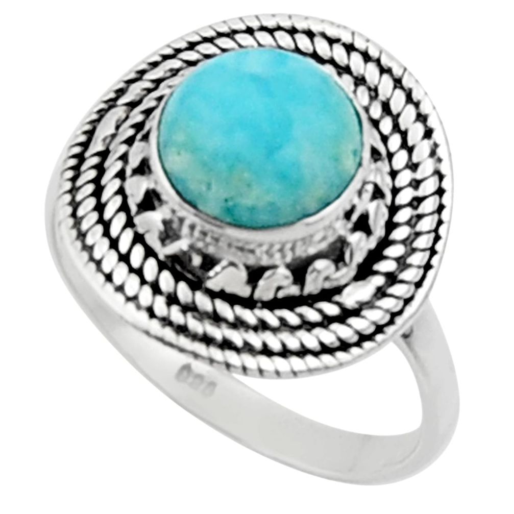 3.50cts solitaire natural blue larimar 925 sterling silver ring size 7 r50169