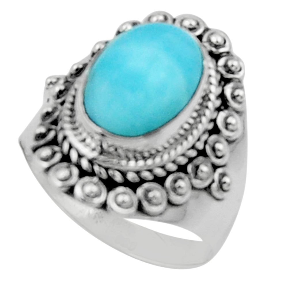 4.65cts solitaire natural blue larimar 925 sterling silver ring size 7 r50174